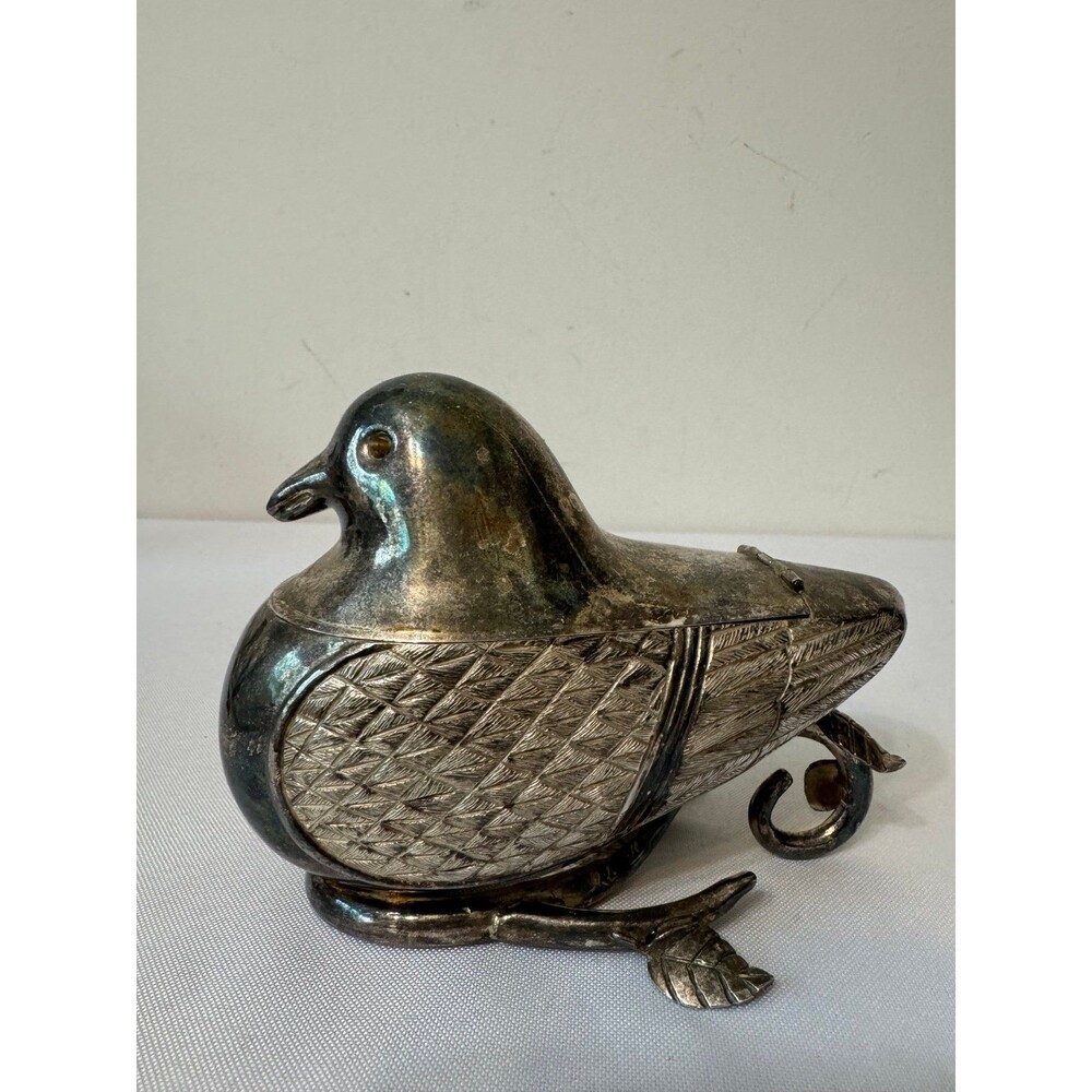 EMILIA CASTILLO SILVERPLATE BIRD TRINKET BOX SIGNED